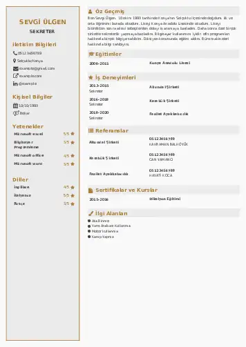 Sekreter CV Örnekleri cv indir